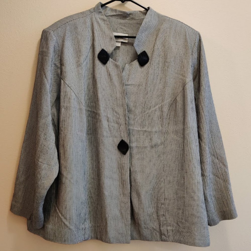 Vintage Michael Blake Top, 90s, Houndstooth, Petite, Black & White, Size 24WP
